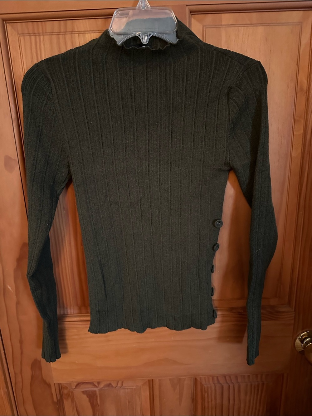 Kenneth Cole Olive Ribbed Mock Neck Sweater